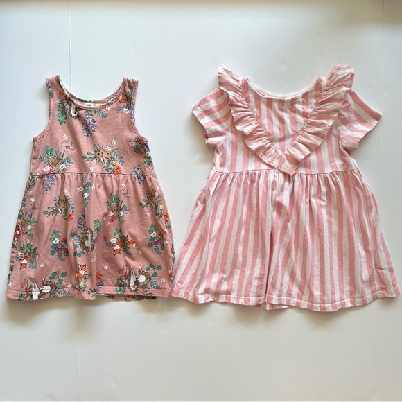 H&M Other - H&M Pink Floral and Striped Girls Dress Duo 2T.